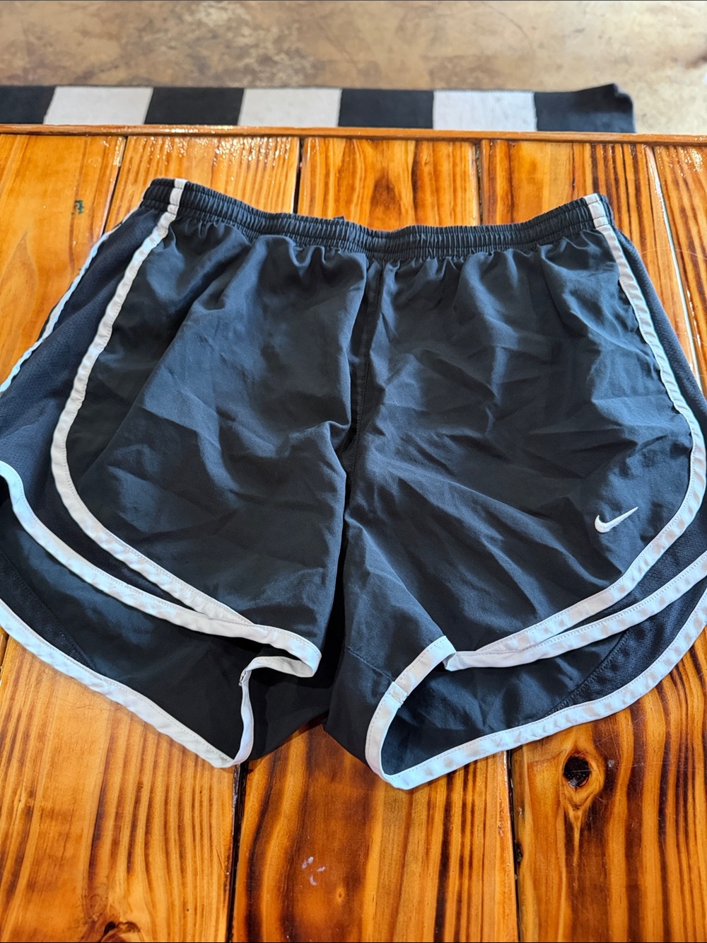 Nike Women's Black Athletic Shorts with White Piping